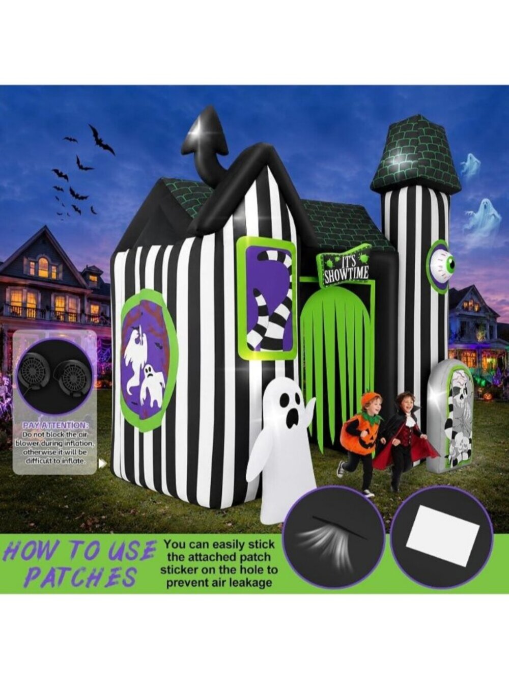 Halloween Inflatable Arch Giant Haunted House Inflatable Tunnel Ghost Skeleton - Picture 3 of 7